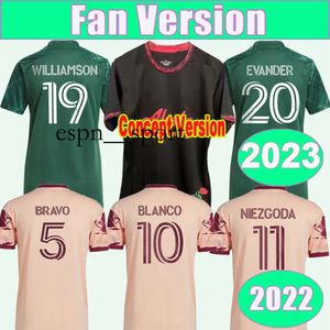 espnsport 2023 Portland Timbers Mens Soccer Jerseys BRAVO MORA BLANCO NIEZGODA CHARA Y.CHARA Home Plaid Green Away Concept Version Football Shirt Adult Short Sleeve