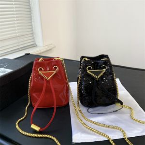 Luxury Patent Leather Bucket Bag Womens Men Designer Tote Drawstring Shoulder Fashion Wallet Buckets Purses Handbag Crossbody Bag