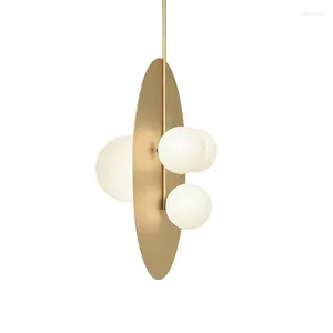 Pendant Lamps Post Modern Single Head Glass Restaurant Chelier Fashionable Bedroom Bar Copper Personalized Small