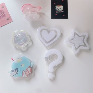 Korea Heart Star Design Acrylic Phone Holder Expanding Stand för iPhone 15 14 13 Alla telefoner Universal Smart Lazy Colored Bracket Rose Gifts