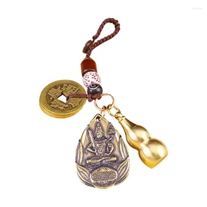 Keychains kinesiska Zodiac Fengshui Keychain för kvinnor Män Vintage Key Rings Luck Five Emperor Money Attactor Year Birthday Present