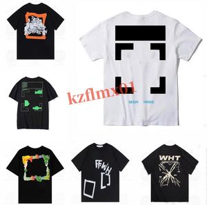 Off Men's T-shirts New Summer Fashion Short Sleeve T-shirt Vitt tryck Arrow Starry Sky Men and Women Tejp Oil Målning Ow Printed Letter Y9