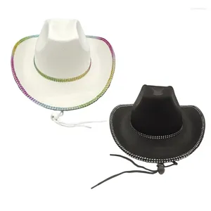 Bere geniş Brim Cowboy Hat Şövalyesi Bachelorette Party Müzik Festivali Heavy Crystal Club Stage Bar Po Props DXAA