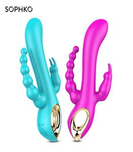 3 in 1 G spot Rabbit Anal Dildo Vibrator Adult Sex Toys with 10 Vibration Modes for Women Clitoris Vagina Stimulator Massager 20126741718