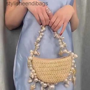 Shoulder Bags Fairy Pearl Conch Grass Woven Bag Handheld Crossbody Bag Small Mobile Phone Bagstylisheendibags