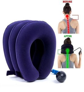 Travesseiro inflável macio para pescoço em u, almofada cervical, suporte para dor no pescoço, massageador, dispositivo de tração 5507880