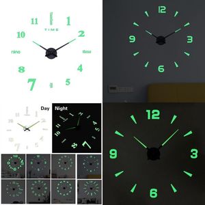 Väggklockor Creative Glow-in-the-Dark Diy Clock 47 Akryl Akryl Vardagsrum Dekoration Klistermärke Silent Drop Delivery OT1QH