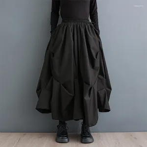 Spodnie damskie #2978 jesienne zimowe czarne hip-hopowe szerokie nogi kobiety luźne joggery o wysokim talii panie folds folds staw podzielone