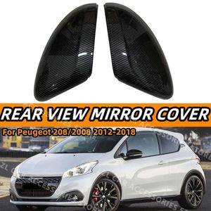 New Carbon Side Door Rearview Mirror Cover Trim For Peugeot 208 / 2008 2012-2018 Car Accessories Left + Right Side Replacement Style