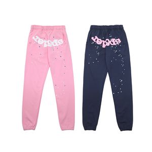 24SS Autumn Winter USA Little Stars Puff Print Pencil Pants Pink Navy Blue Trousers Casual Sweatpants Men Women Jogger Slim Fit 0110