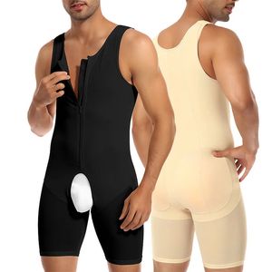 Erkekler shapewear karnı kontrol bodysuit bel antrenörü zayıflama tam vücut şekillendirici fajas sıkıştırma gömlek şort ped ince göbek 240109