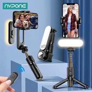 Selfie Monopods NEW Gimbal Stabilizer Selfie Stick Tripod with Fill Light Wireless Bluetooth for 13 Cell Phone Smartphone YQ240110