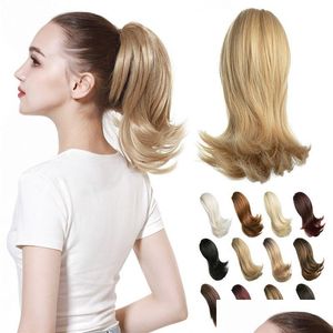 Chignons Short Claw Clip Ponytail Extension Dstring Curly Fake Jaw Yage Hairpiece Hair Piece Wavy High Pony Tails Synthetic Heat Fri Dhg2Q