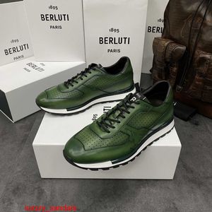 Playoff Leather Sneaker Berluti Men's Casual Shoes 2024 Uppgraderad tredje generationens snabbspår lädersport och casual skor HB7Z