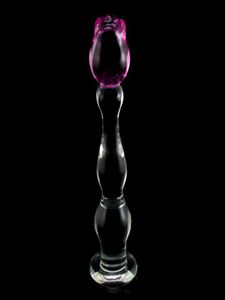 Domi 213 cm Ice and Fire Series Rose Flower Design Glass Women Dildo Adult Butt Anal Plug Sex Toys Y2004217744212