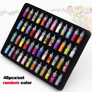 48 BottlesSet Nail Art Sequins Glitter Powder Manicure Decoral Tips Polish Nail Stickers Mixed Design Glitter Dust Powder Set 240109