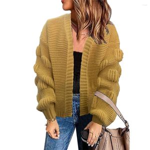 Women's Knits Casual Ladies Knit Cardigan Sweaters For Women Oversize Balloon Sleeve Cardigans Sweater Coat Jacket Female Clothing