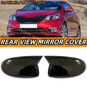 New Pair Horn Side Wing Mirror Cover Caps For Kia K2 Rio 2011-2016 Rearview Mirror Cover Shell Case Trim Add on Car Accessories