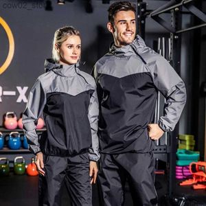 Herrspårar 2023 Summer Korean Bastu Suit Men Women Gym Running Set Hoodies Sportkläder Fitness Viktminskning Svettande jogging STORLE STORLEK M-5XL Q230110