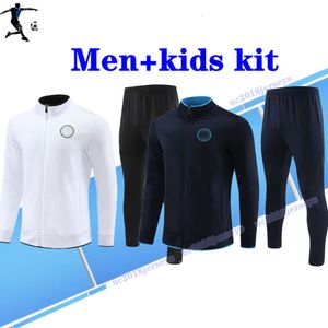 Män- och barnkit 2023 2024 Halva Pull Dra Long Sleeve Napoli Tracksuit Soccer Jersey 23 24 Fotbollsspår Jackor SSC Neapel AE7 Training Suit Train