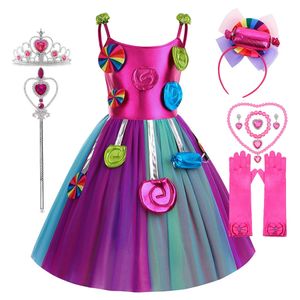 Candy Dress Costumes for Girls Purim Festival Fancy Lollipop Costume Children Summer Tutu Dresses Dress Party Ball Gown 240109