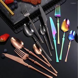 Dinnerware Sets Stainless Steel Tableware El Restaurant Thin Small Waist Knife Fork Spoon Titanium Plated Western Steak