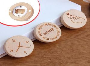 Blank DIY Wooden Round Shape Magnetic Flamingo Cartoon Printed Bottle Opener Coaster Fridge Magnet Decoration Beer Bottle Opener8056666