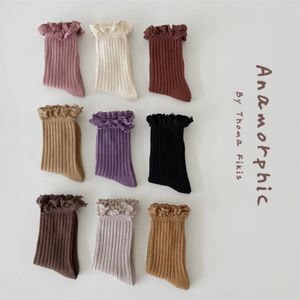 3 paia di calzini alti al ginocchio per bambina con volant 0-8R per bambini calzini di pizzo di cotone morbido autunno inverno bambini scaldamuscoli principessa Socken 240109