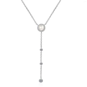 Correntes Az793-X Lefei Fashion Luxo clássico elegante colar de borla de pérola de 8mm de diamante elegante para mulheres 925 Jóias de festa de prata