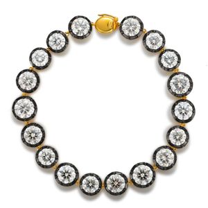 Neues Ankunfts-Armband im georgianischen Antik-Design mit Knopfleiste hinten für Damen, 18 Karat Gold Vermeil, Moissanit-Diamant-Armband