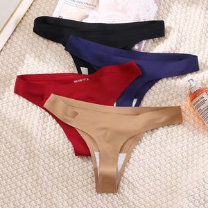 3PC Women's thong seamless underwear silk G-string thong sexy underwear women's Tanga Solid sports bra T-back 230110