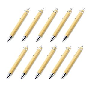 Zestaw 1-50pcs Bamboo Wood Ballpoint Pen 1,0 mm Wskazówka z niebieskim/czarnym atramentem Business Ball Pen Pen Office School Wrting Spiratery 240109