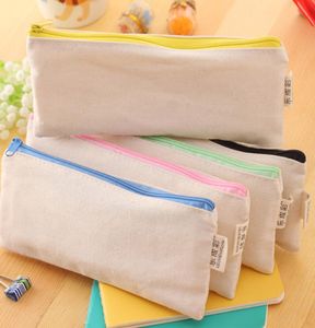 Blank 20585cm White Canvas Zipper Pencil Pen Bags Stationery Cases Clutch Organizer Bag Gift Storage Pouch1261991
