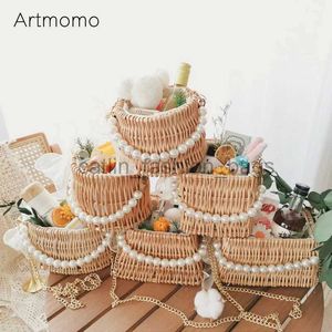 Bolsas de ombro personalizadas feitas à mão de vime em rattan com alça superior Bolsa Str Praia Bolsa de ombro Bolsa de férias Bolsa para presente de dama de honra Festa de casamento Giftcatlin_fashion_bags