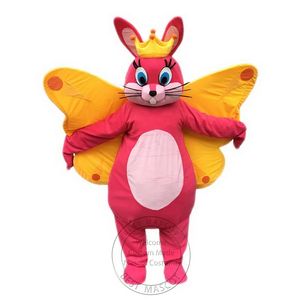 Cadılar Bayramı Süper Sevimli Butterfly Bunny Maskot Kostümü Parti Karikatür Karakter Maskot Satış Ücretsiz Nakliye Desteği Özelleştirme