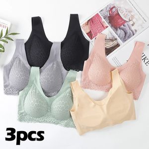 Vip Link 3pcs Plus 4XL Latex Bra Seamless Bras For Women Underwear BH Push Up Bralette With Pad Vest Top 240109
