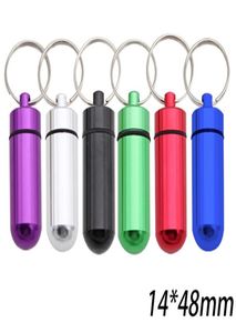 4814mm Metal container keychain aluminum pill box holder Multifunction First Aid Key Chain Aluminum Bottles Keyring Seal Jar8537047