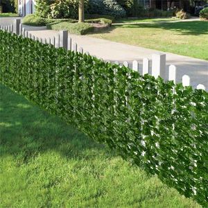 Flores decorativas folhas cerca plantas hera tela de privacidade varanda jardim folhas artificial hedge maçã decoração ao ar livre