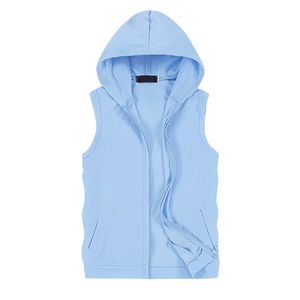 Mens ärmlös Vest Summer Men Tank Top With Hood Male Fashion Ingen ärm Hoodie Zip Up Casual Sportswear kläder 240110