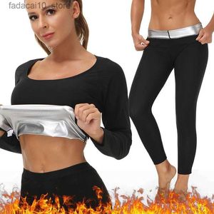 Waist Tummy Shaper Sauna Suit for Women Sweat Set Workout Shapewear Long Sleeve Fat Burning Shirt Body Shaper Underwear Thermal Weight Loss Corset Q240110