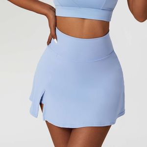 Lu Lu Skirts Lemon Align Shorts Yoga Solid Color Women Fitness Comprehensive Training Tennis Skirt Sports Yoga Short Workout Breathable Sweat-wicking Two-piece Suit