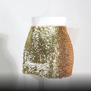 2 Ways Wear Fashion Bling Women Skirts Gold Sequined Mini Short Wrap Strapless Tops Bodycon Pencil Skirt faldas 240110