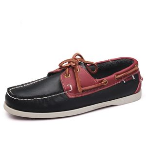 Boat GAI Men's Spring Solid Footwear Fashion Leather Loafers Slip on Lace Up Casual Man Comfortable Lazy Shoes 240109 44576