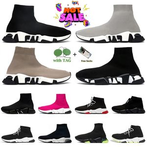 Sock Shoes Casual Shoes Speed Trainer Mens Shoes Plate-forme Sneakers Graffiti Black White Clear Sole Luxury Loafers Flat Designer Plate-forme Boots Women