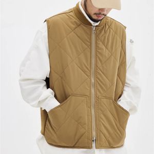 Giacca da uomo autunno inverno caldo gilet senza maniche gilet imbottito in cotone cargo abbigliamento da lavoro abbigliamento maschile cappotto romboidale streetwear 240109