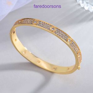 Projektant Carter bransoletki dla kobiet i mężczyzn moda prosta diament z podwójnym rzędem Pełna bransoletka wylewana z 18 -karatowym złotym pierścieniem róży dziewczyny mają dostęp do pudełka na prezent