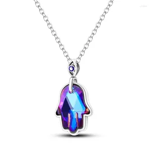 Pendanthalsband S925 Sterling Silver Purple Palm Necklace Trendy Jewelry Gifts for Women Girls Mom Wife