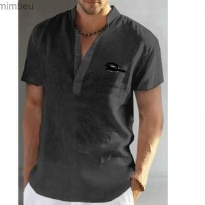 Herren T-Shirts Herren Sommer Neues langärmeliges Baumwoll-Leinen-Hemd Business Casual locker sitzendes T-Shirt Shirt Top S-5Xl 2023 Y2K ClotingL240110