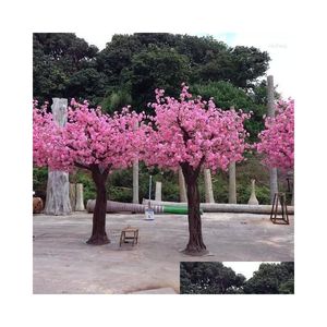Dekorativa blommor kransar Anpassad storlek Halva boll Artificial Fake Cherry Blossom Tree Silk Flower Trees Drop Delivery Home Gard Dhnwg