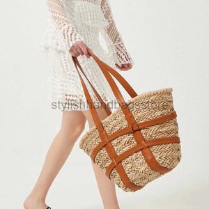 Shoulder Bags 2022 New seagrass pocket bottom shoulder bag casual mesh str women's bag large capacity beach bagstylishhandbagsstore